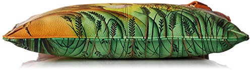 Anna by Anuschka Hand Painted Leather Women's V TOP MULTICOMPARTMENT Crossbody, Lion in Love