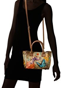Anna by Anuschka Women’s Hand Painted Genuine Leather Small Convertible Tote - Floral Paradise Tan