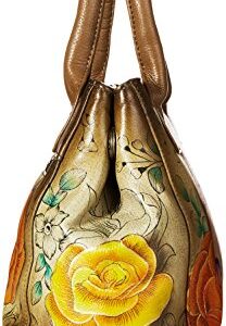 Anna by Anuschka Women’s Hand Painted Genuine Leather Small Convertible Tote - Floral Paradise Tan