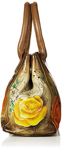 Anna by Anuschka Women’s Hand Painted Genuine Leather Small Convertible Tote - Floral Paradise Tan