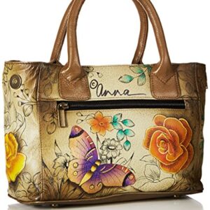 Anna by Anuschka Women’s Hand Painted Genuine Leather Small Convertible Tote - Floral Paradise Tan