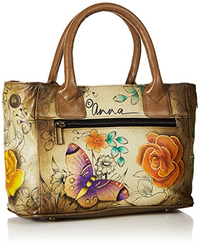 Anna by Anuschka Women’s Hand Painted Genuine Leather Small Convertible Tote - Floral Paradise Tan