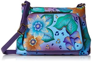 anna by anuschka womens crossbody organizer bag – genuine leather, tropical safari, one size us