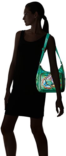 Anna by Anuschka Women's Genuine Leather Large Hobo Handbag | Zip-Top Multi-Compartment Tall Organizer | Summer Wings