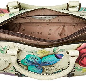 Anna by Anuschka Women's Genuine Leather All Round Zip Satchel | Hand Painted Original Artwork | Medium Zip-Top Organizer | Floral Paradise