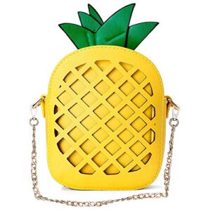 Yuboo Women's Pineapple Purse, Summer Girl‘s Yellow Crossbody Shoulder Bag for Hawaiian& Tropical Party Decorations