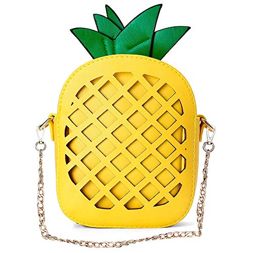 Yuboo Women's Pineapple Purse, Summer Girl‘s Yellow Crossbody Shoulder Bag for Hawaiian& Tropical Party Decorations