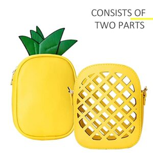 Yuboo Women's Pineapple Purse, Summer Girl‘s Yellow Crossbody Shoulder Bag for Hawaiian& Tropical Party Decorations