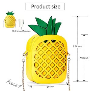 Yuboo Women's Pineapple Purse, Summer Girl‘s Yellow Crossbody Shoulder Bag for Hawaiian& Tropical Party Decorations