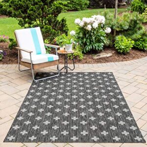 Novogratz by Momeni Villa Collection Umbria Indoor/Outdoor Area Rug, Charcoal, 2'7" x 7'6" Size Mat for Living Room, Bedroom, Dining Room, Nursery, Hallways, and Home Office