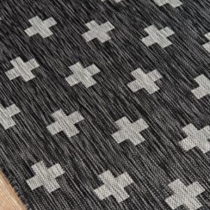 Novogratz by Momeni Villa Collection Umbria Indoor/Outdoor Area Rug, Charcoal, 2'7" x 7'6" Size Mat for Living Room, Bedroom, Dining Room, Nursery, Hallways, and Home Office