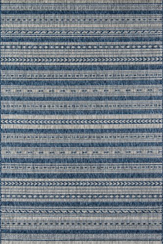 Novogratz by Momeni Villa Collection Tuscany Indoor Outdoor Blue Area Rug, 6'7" x 9'6" Sized Mat for Pool, Patio, Porch, Balcony, Kitchen, Bedroom, Livingroom and Home Office