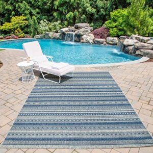 Novogratz by Momeni Villa Collection Tuscany Indoor Outdoor Blue Area Rug, 6'7" x 9'6" Sized Mat for Pool, Patio, Porch, Balcony, Kitchen, Bedroom, Livingroom and Home Office