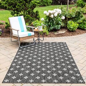 Novogratz by Momeni Villa Collection Umbria Indoor/Outdoor Area Rug, Charcoal, 3'3" x 5'0" Size Mat for Living Room, Bedroom, Dining Room, Nursery, Hallways, and Home Office