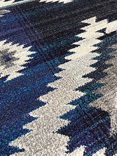 Expressions South West Native American Indian Runner Area Rug Turquoise Beige Grey Blue Purple Storm Blue Design 1033 (2 Feet 2 Inch X 7 Feet)