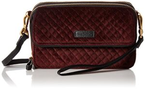 vera bradley women’s velvet all in one crossbody purse with rfid protection, chocolate raisin, one size