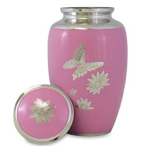 Trupoint Memorials Cremation Urns for Human Ashes - Decorative Urns, Urns for Human Ashes Female & Male, Urns for Ashes Adult Female, Funeral Urns - Butterfly Pink, Large