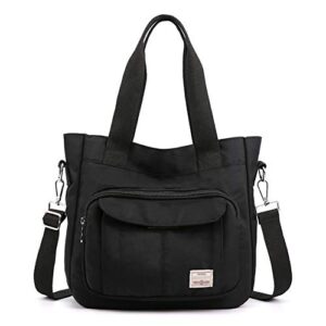 karresly women’s casual hobo shoulder bag large capacity nylon daily messenger bag work shopper handbag purse(black)