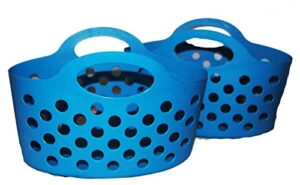 flexible plastic basket totes 2 pack (blue)