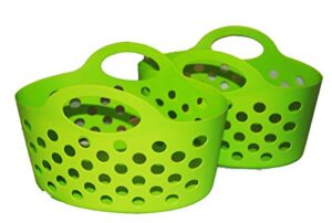 flexible plastic basket totes 2 pack (green)