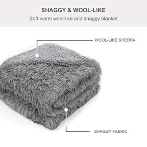 Softlife Home Decorative Fluffy Faux Fur Throw Blanket 50" x 60", Reversible Fuzzy Warm Sherpa Blankets for Couch Sofa Bed Throw Size (Grey)