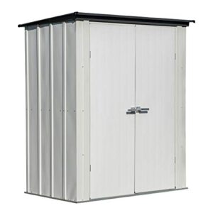 arrow shed designed 5′ x 3′ x 6′ compact outdoor metal backyard, patio, and garden shed kit, flute gray and anthracite