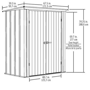 Arrow Shed Designed 5' x 3' x 6' Compact Outdoor Metal Backyard, Patio, and Garden Shed Kit, Flute Gray and Anthracite