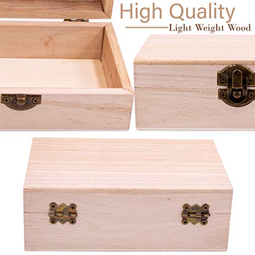 8 Pk Wooden Boxes for Crafts, Unfinished Wood Boxes 5.875 in x 3.8 in x 2 in