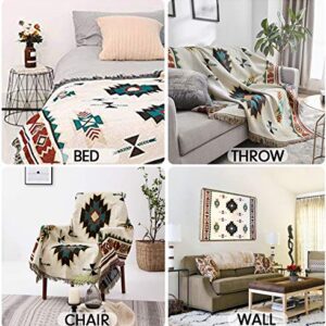 WarmTide Southwestern Soft Throw Blankets with Tassels Cozy Cotton Woven Aztec Knitted Bed Couch Throws Sofa Chair Towel Multi-Function for Home Decor Office Travel