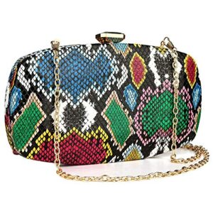 gets multicolor snakeskin purse for women box evening bag green snakeskin clutch handbag party wedding (green)