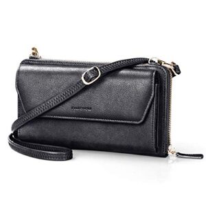 nuoku womens rfid wallet purse wristlet crossbody clutch with zip around 2 strap