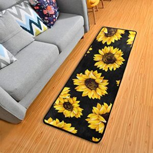 sunflower black kitchen rugs non-slip soft doormats bath carpet floor runner area rugs for home dining living room bedroom 72″ x 24″