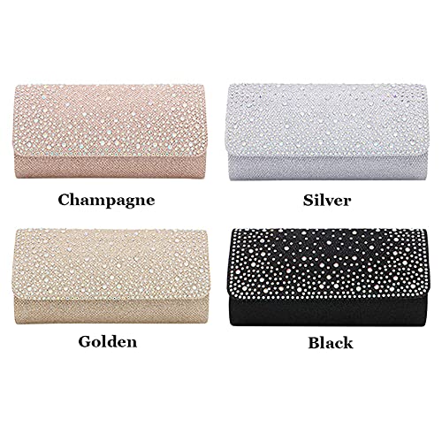 Miss Chow Cute Shiny Small Rhinestone Envelope Evening Handbag Clutch Purse Crossbody Bag