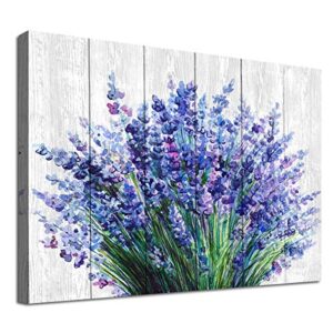 arteWOODS Lavender Wall Art Bathroom Decor Blue Flowers Canvas Picture Watercolor Painting Canvas Prints Bedroom Wall Decor Modern Blossom Canvas Art for Office Kitchen Home Decoration 12" x 16"