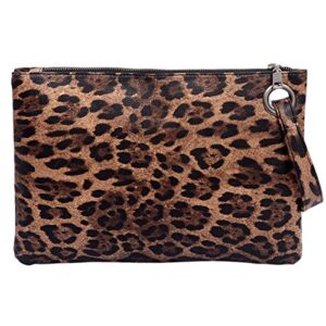 uborse brown leopard print purse for women pu leather oversized envelope clutch evening handbag wristlet purses