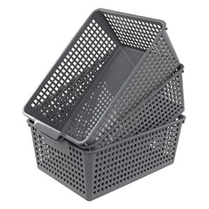 CadineUS Plastic Organizing Baskets, Large Open Storage Bins Set of 3