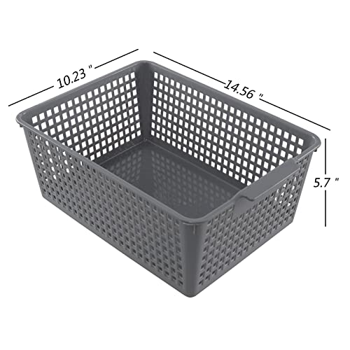 CadineUS Plastic Organizing Baskets, Large Open Storage Bins Set of 3