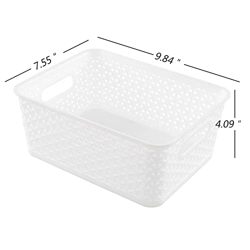 CadineUS Plastic Weave Baskets, 6 Pack Small Plastic Storage Basket Bins