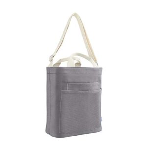 large canvas tote casual work shoulder bag daily cross-body hobo handbags with detachable shoulder strap (light grey)