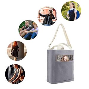 Large Canvas Tote Casual Work Shoulder Bag Daily Cross-body Hobo Handbags with Detachable Shoulder Strap (LIGHT GREY)