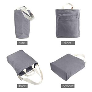 Large Canvas Tote Casual Work Shoulder Bag Daily Cross-body Hobo Handbags with Detachable Shoulder Strap (LIGHT GREY)