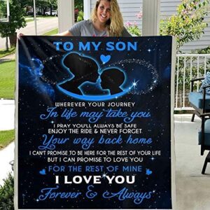 to my son from mom wherever your journey in life may take you custom fleece blanket fan gift for son kids (x-large 80 x 60 inch)