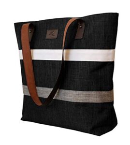 aleah wear shoulder tote bag purse top handle satchel handbag for women work school travel business shopping casual (black) upgraded