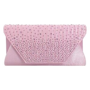 CUCTACBCT Women Envelope Clutch Purse Party Wedding Crossbody Evening Bag Prom Handbag,Pink