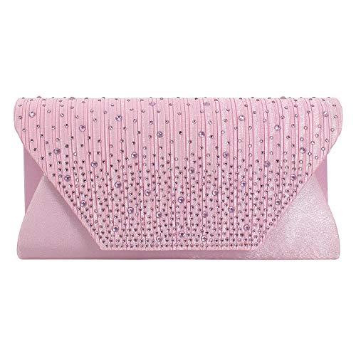 CUCTACBCT Women Envelope Clutch Purse Party Wedding Crossbody Evening Bag Prom Handbag,Pink