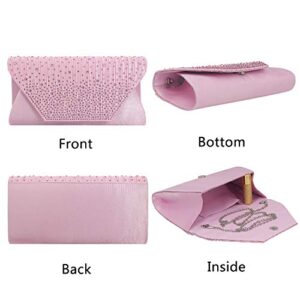 CUCTACBCT Women Envelope Clutch Purse Party Wedding Crossbody Evening Bag Prom Handbag,Pink