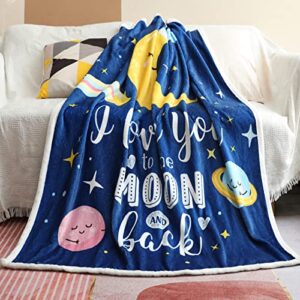 Zevrez I Love You to The Moon and Back Blanket, Soft Cute Kids Throw Blanket Birthday Gift for Girls Boys Adults Flannel Fleece Moon Blanket(Cartoon Moon, 48"x60")