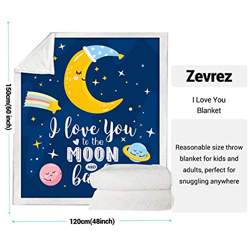 Zevrez I Love You to The Moon and Back Blanket, Soft Cute Kids Throw Blanket Birthday Gift for Girls Boys Adults Flannel Fleece Moon Blanket(Cartoon Moon, 48"x60")