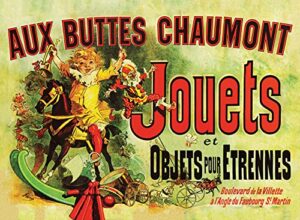 palacelearning jouets poster (as seen in monica’s apartment on friends) – aux buttes chaumont jouets by jules cheret 1885 – vintage art print (laminated, 18″ x 24″)