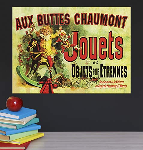 PalaceLearning Jouets Poster (as seen in Monica's Apartment on Friends) - Aux Buttes Chaumont Jouets by Jules Cheret 1885 - Vintage Art Print (Laminated, 18" x 24")